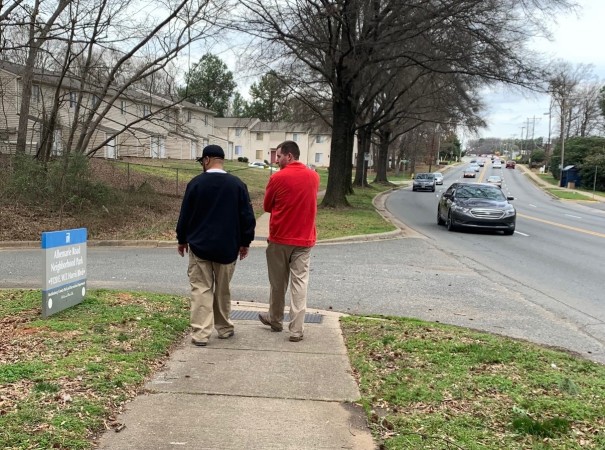 Image of people walking to the park