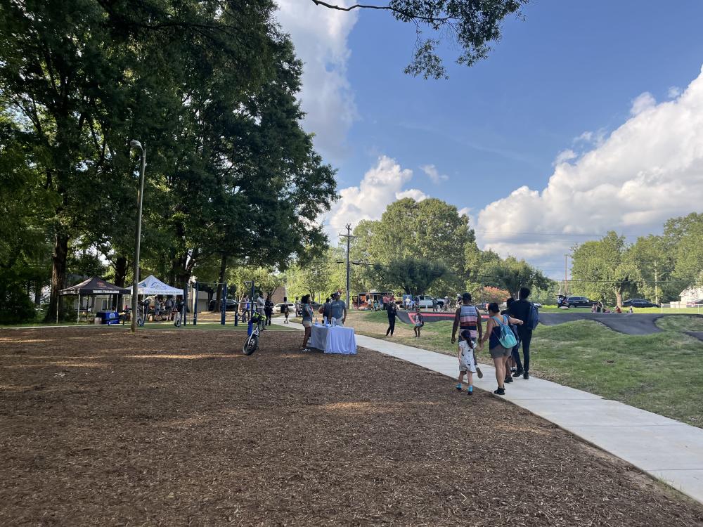 Image of Mecklenburg County Air Quality table at Fred Alexander Park opening.