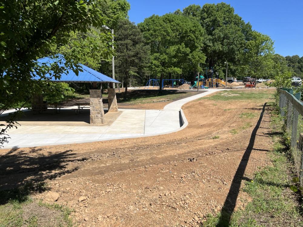 Image of new sidewalk around shelter at Fred Alexander.