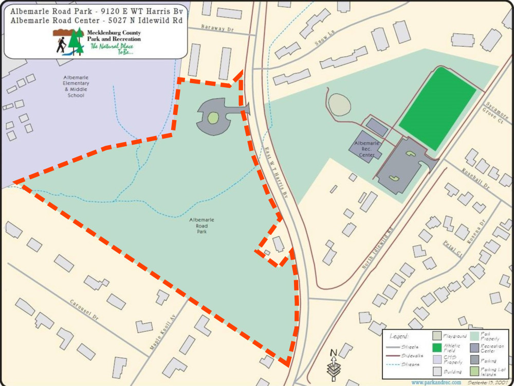 map of Albemarle Road Park and Recreation Center