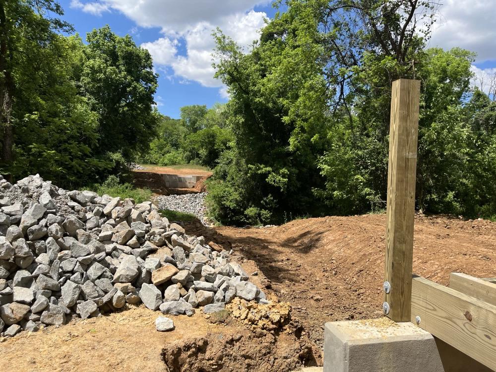 Image of bridge abutments at Briar Creek Greenway near Park Road.