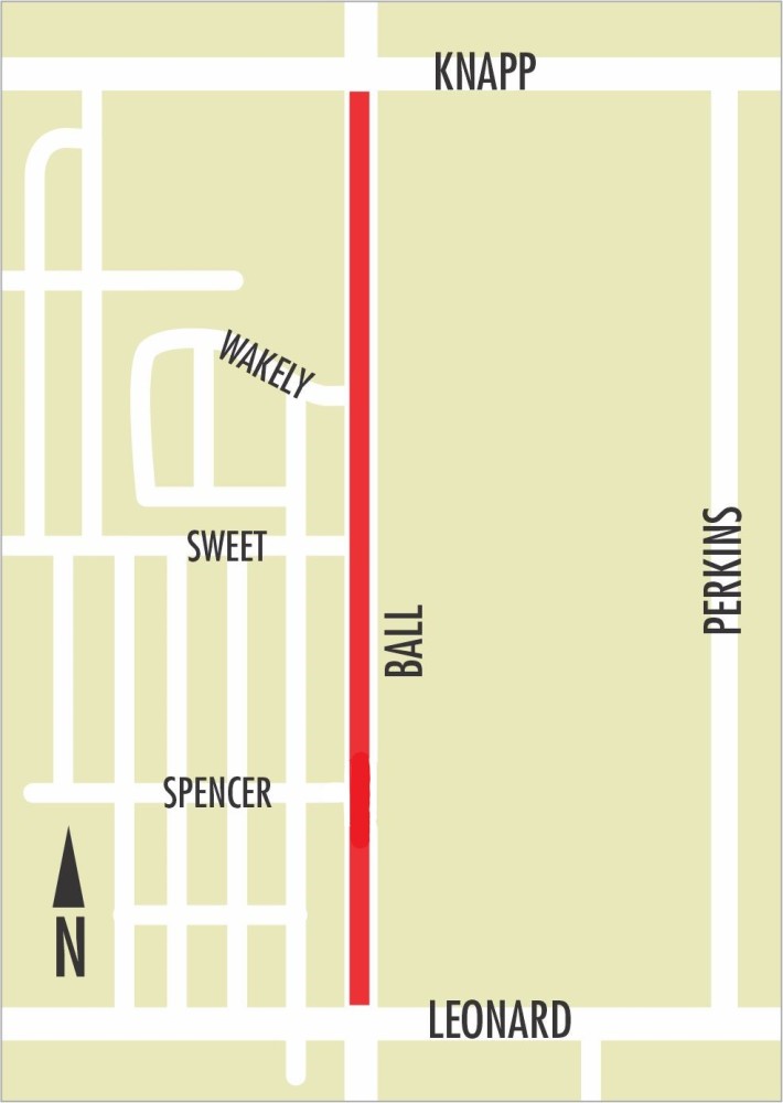 Ball Avenue (Knapp to Leonard) Project limits map